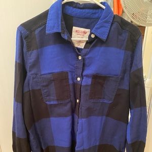 Black and royal blue boyfriend fit flannel.